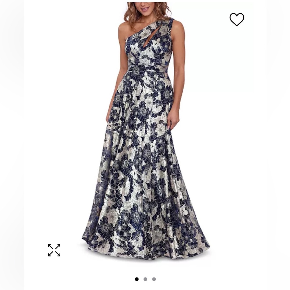 Betsy & Adam Floral One Shoulder Gown